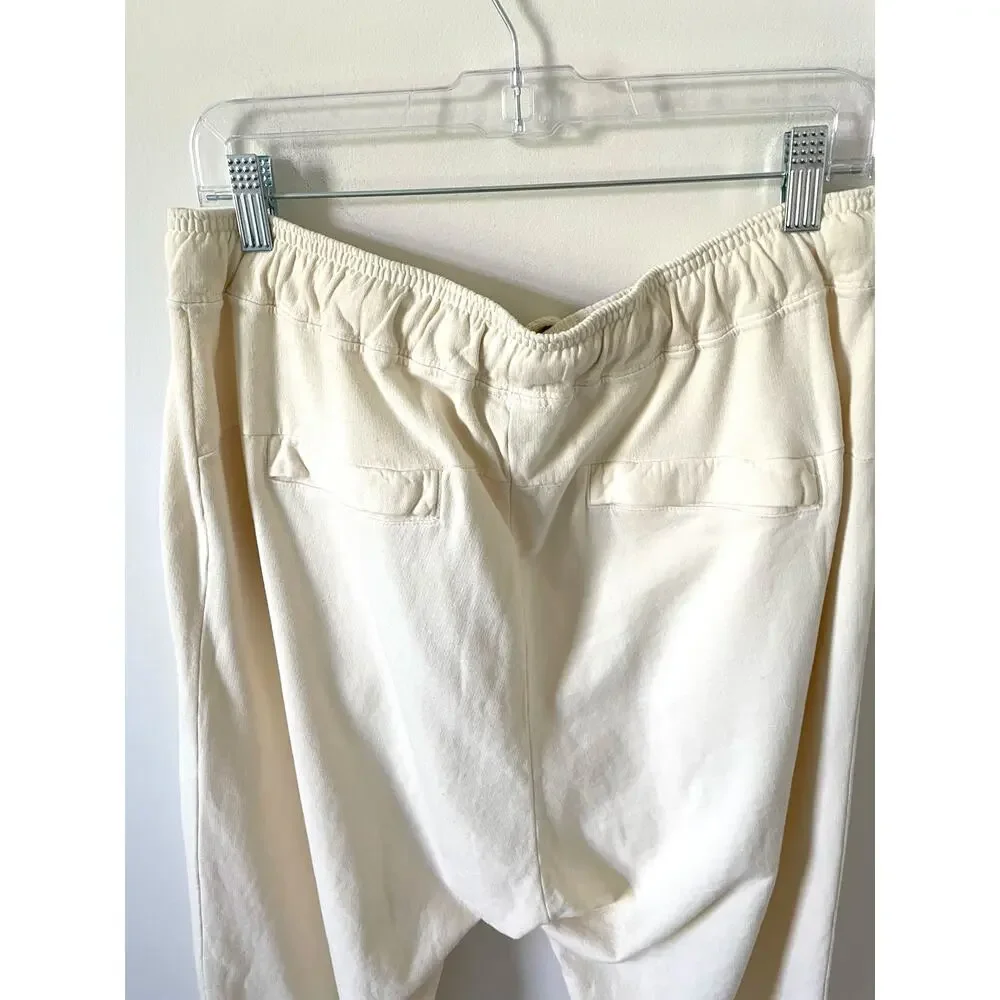 Fore All 100 % Jogger Pocket Sweat Pant Made in USA Cream Size Extra Large NEW